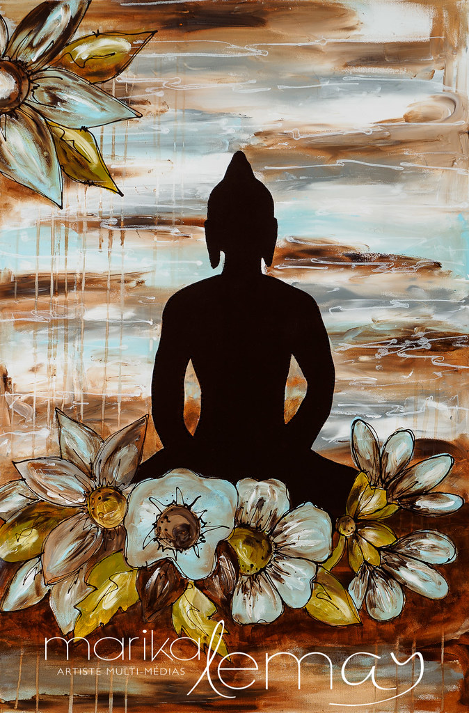 Le bouddha calme-techniques-mixtes-sur-canevas-24x36